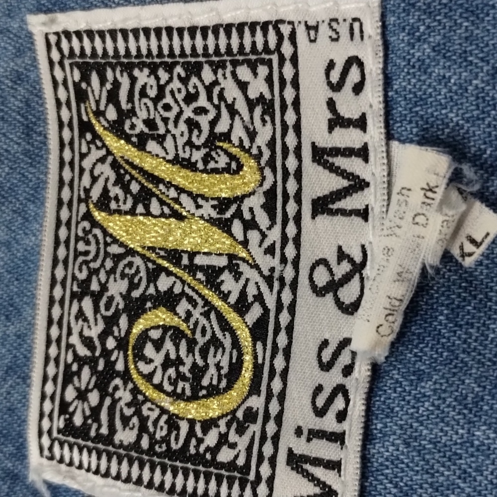 Vintage Miss & Mrs Womens Size XL Patchwork Jumper Bird Cottagecore Denim Dress - Picture 8 of 8